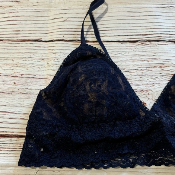 Hanky Panky Signature Lace Padded Bralette in Navy Sz L New - Picture 5 of 9